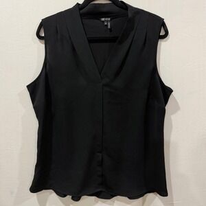 NIC+ZOE Black Sleeveless V-Neck Drape Front Top Women's XL